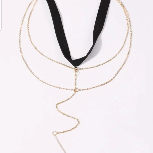 *Pearl* Black Choker Layered Necklace - Picture 2 of 3